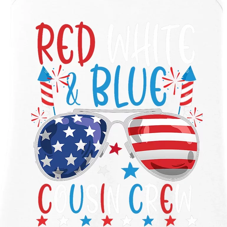 Red White And Blue Cousin Crew 4th Of July American Flag Ladies Essential Tank