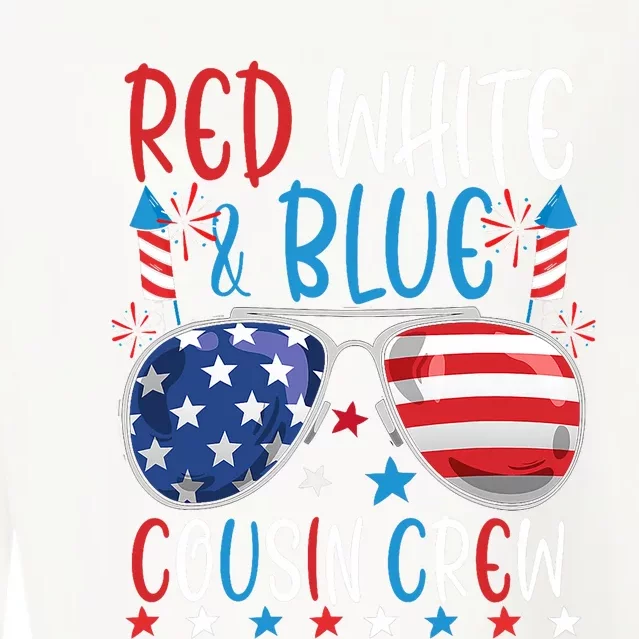 Red White And Blue Cousin Crew 4th Of July American Flag Cropped Pullover Crew