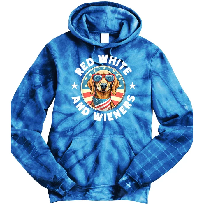 Red White And Wieners Weiner Dog Dachshund Lover Gift Tie Dye Hoodie