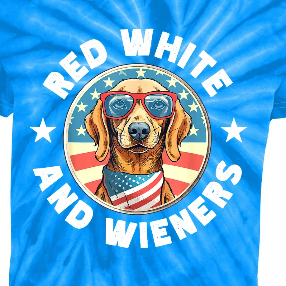 Red White And Wieners Weiner Dog Dachshund Lover Gift Kids Tie-Dye T-Shirt