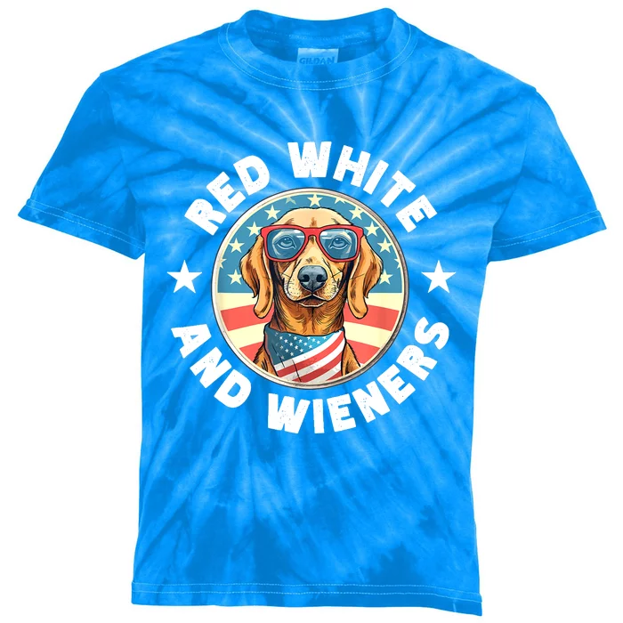 Red White And Wieners Weiner Dog Dachshund Lover Gift Kids Tie-Dye T-Shirt