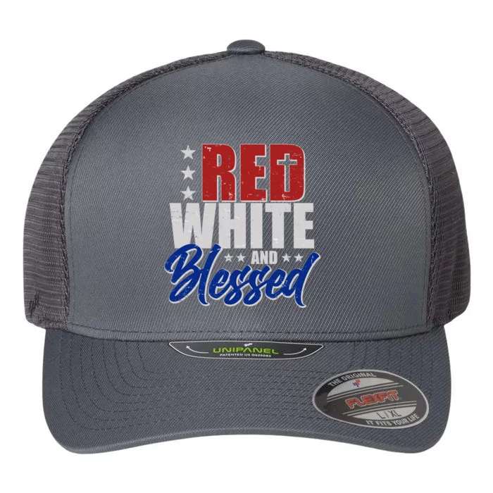 Red White And Blessed Flexfit Unipanel Trucker Cap