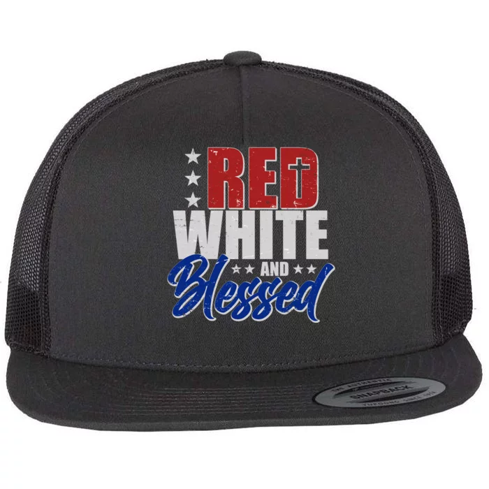 Red White And Blessed Flat Bill Trucker Hat