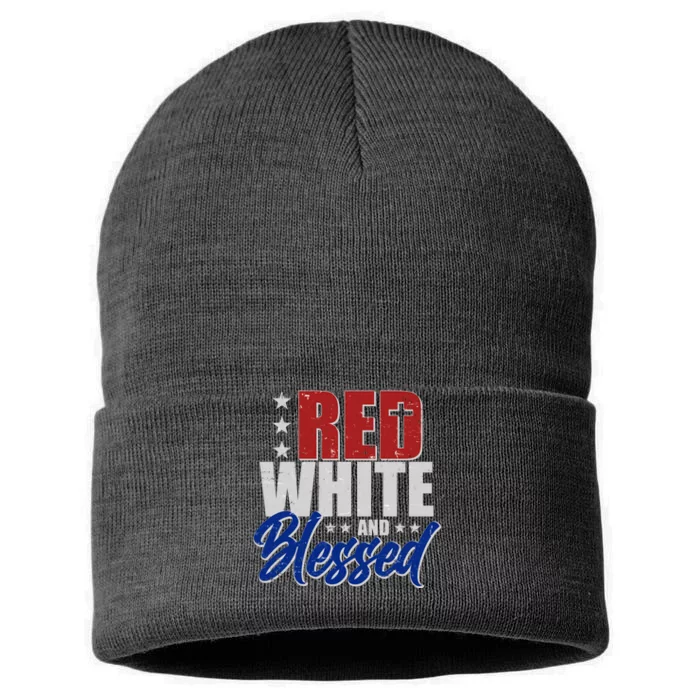 Red White And Blessed Sustainable Knit Beanie