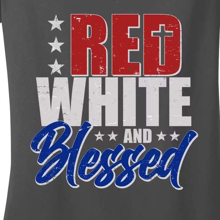 Red White And Blessed Women's V-Neck T-Shirt