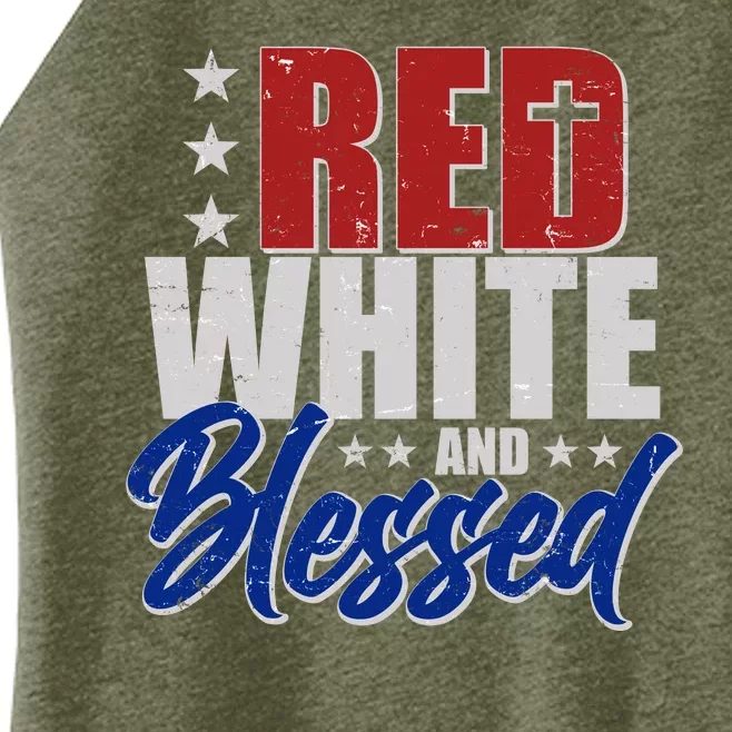 Red White And Blessed Women’s Perfect Tri Rocker Tank