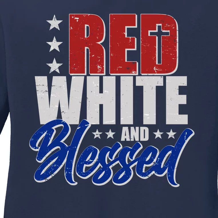 Red White And Blessed Ladies Long Sleeve Shirt