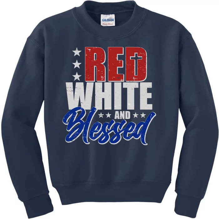 Red White And Blessed Kids Sweatshirt