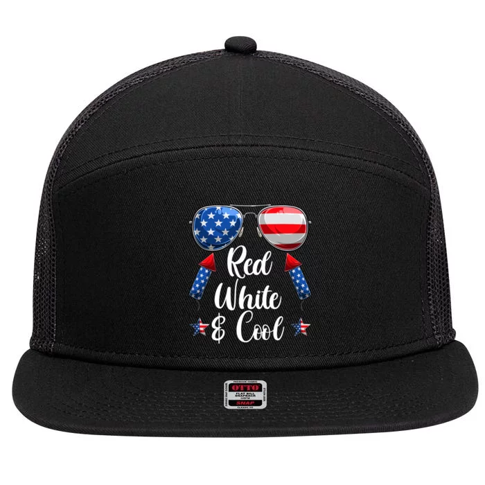 Red White And Blue American Flag 7 Panel Mesh Trucker Snapback Hat