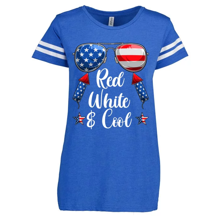 Red White And Blue American Flag Enza Ladies Jersey Football T-Shirt