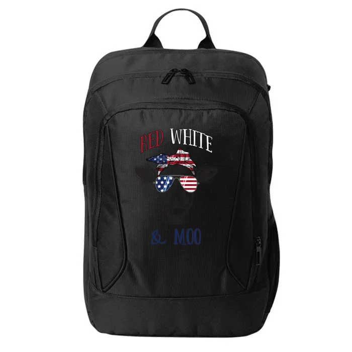 Red White And Blue Cow American Flag Heifer Gift City Backpack