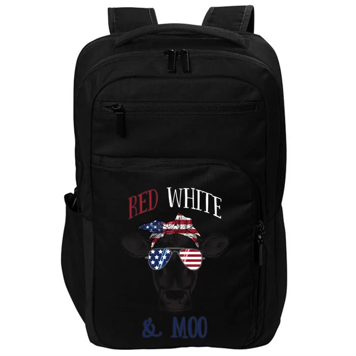 Red White And Blue Cow American Flag Heifer Gift Impact Tech Backpack