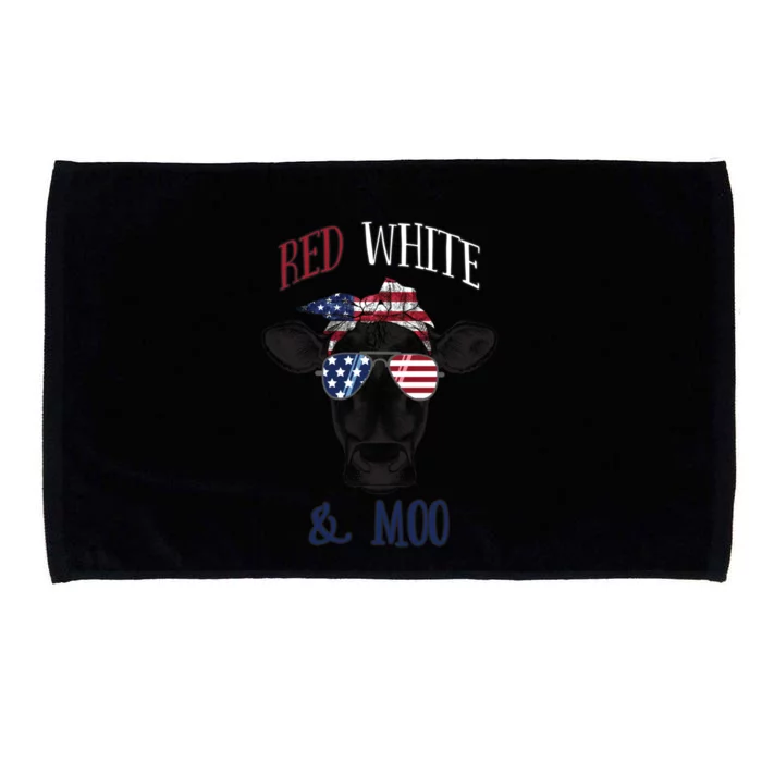 Red White And Blue Cow American Flag Heifer Gift Microfiber Hand Towel