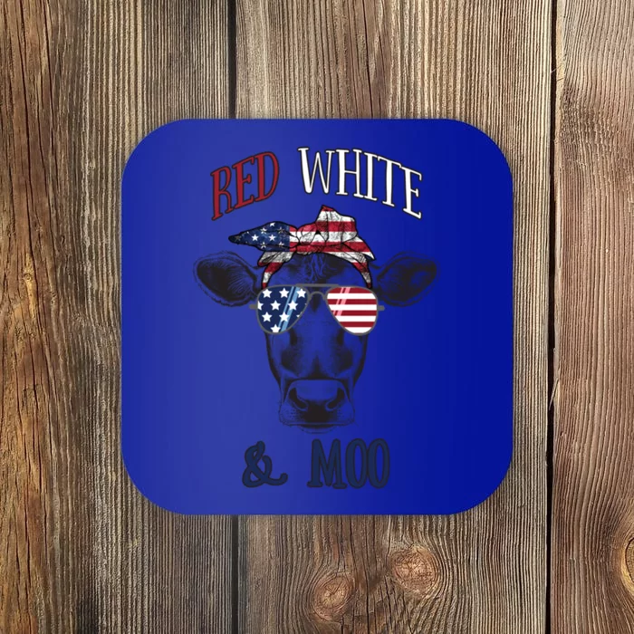 Red White And Blue Cow American Flag Heifer Gift Coaster