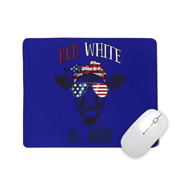 Red White And Blue Cow American Flag Heifer Gift Mousepad