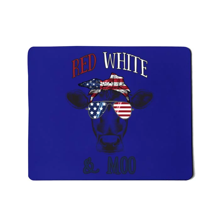 Red White And Blue Cow American Flag Heifer Gift Mousepad