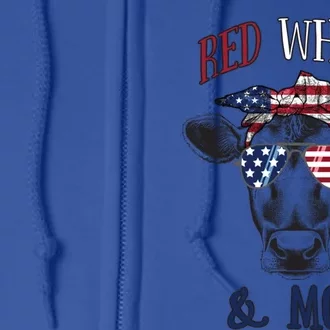 Red White And Blue Cow American Flag Heifer Gift Full Zip Hoodie