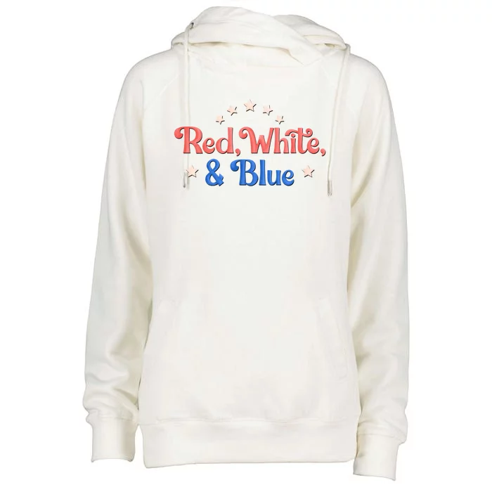 Red White And Blue 4th Of July Holiday Womens Funnel Neck Pullover Hood