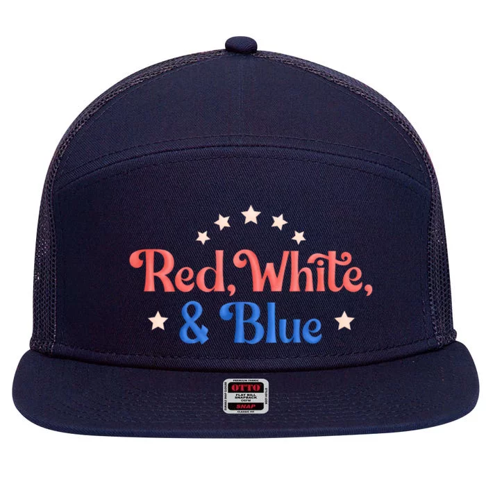 Red White And Blue 4th Of July Holiday 7 Panel Mesh Trucker Snapback Hat