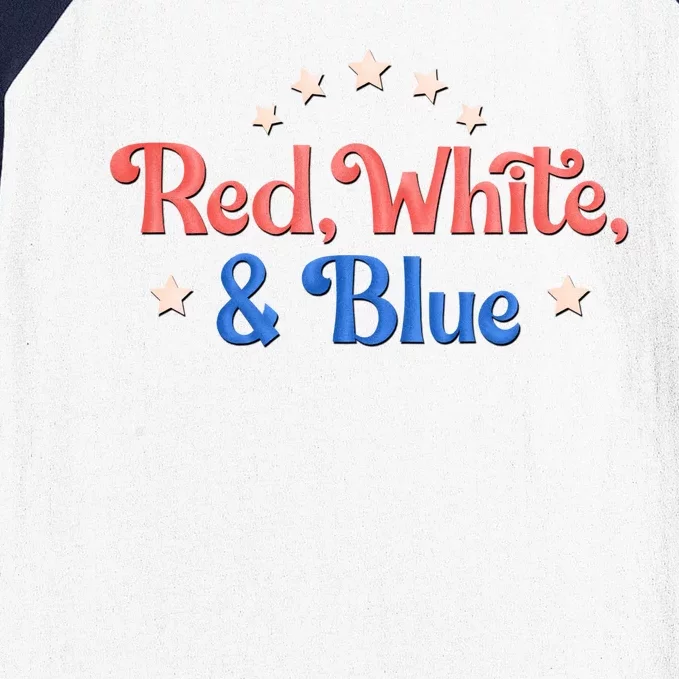 Red White And Blue 4th Of July Holiday Baseball Sleeve Shirt