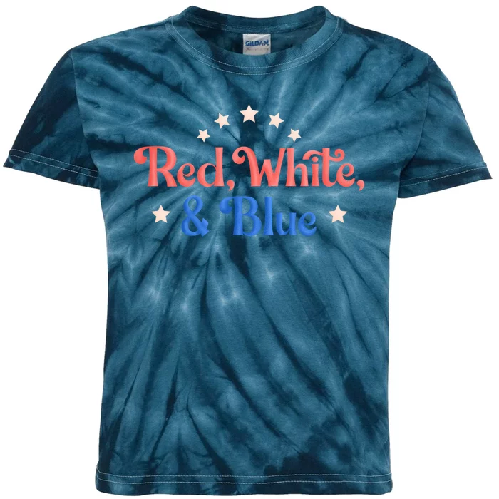 Red White And Blue 4th Of July Holiday Kids Tie-Dye T-Shirt