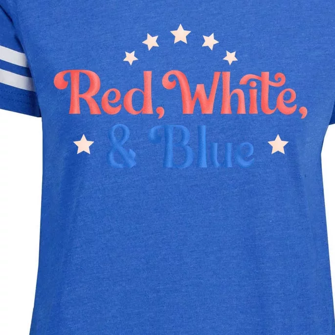 Red White And Blue 4th Of July Holiday Enza Ladies Jersey Football T-Shirt