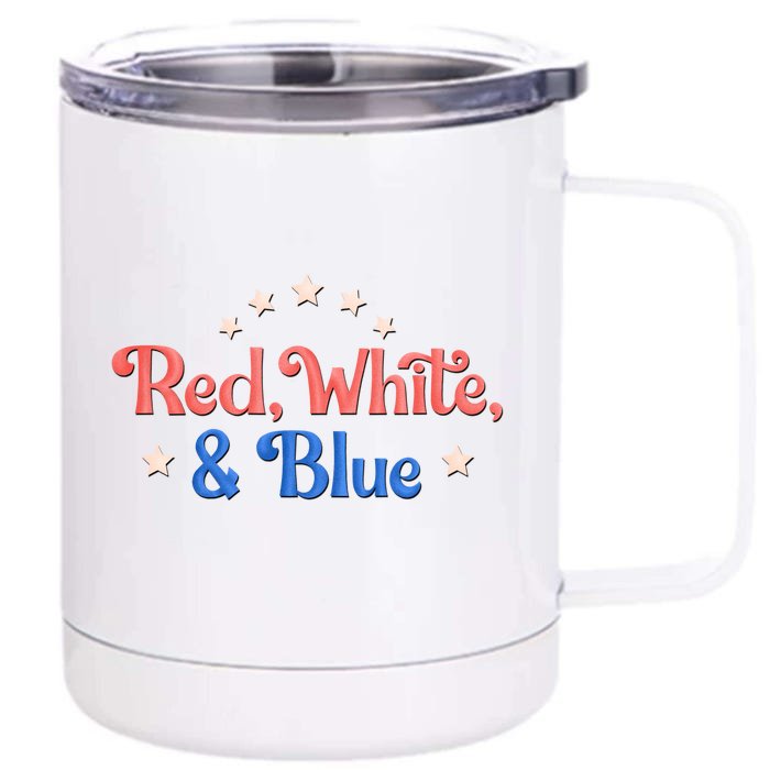 Red White And Blue 4th Of July Holiday Front & Back 12oz Stainless Steel Tumbler Cup