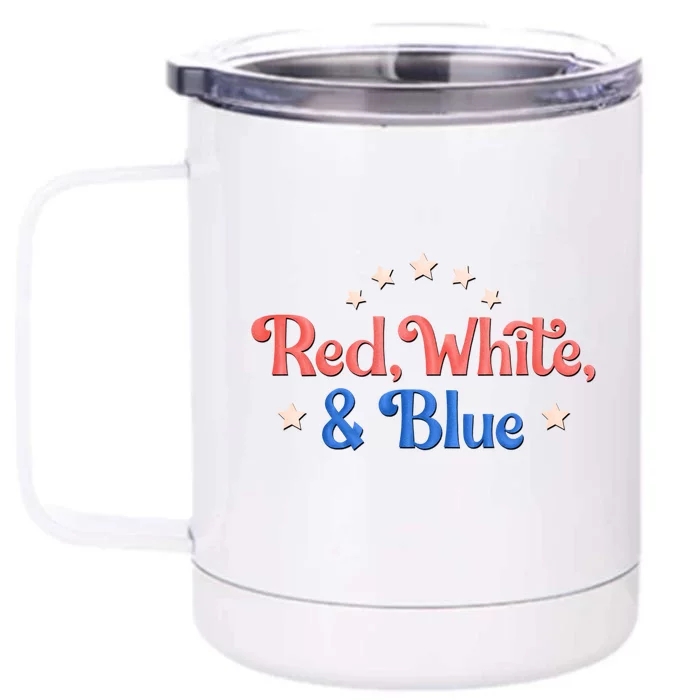 Red White And Blue 4th Of July Holiday Front & Back 12oz Stainless Steel Tumbler Cup