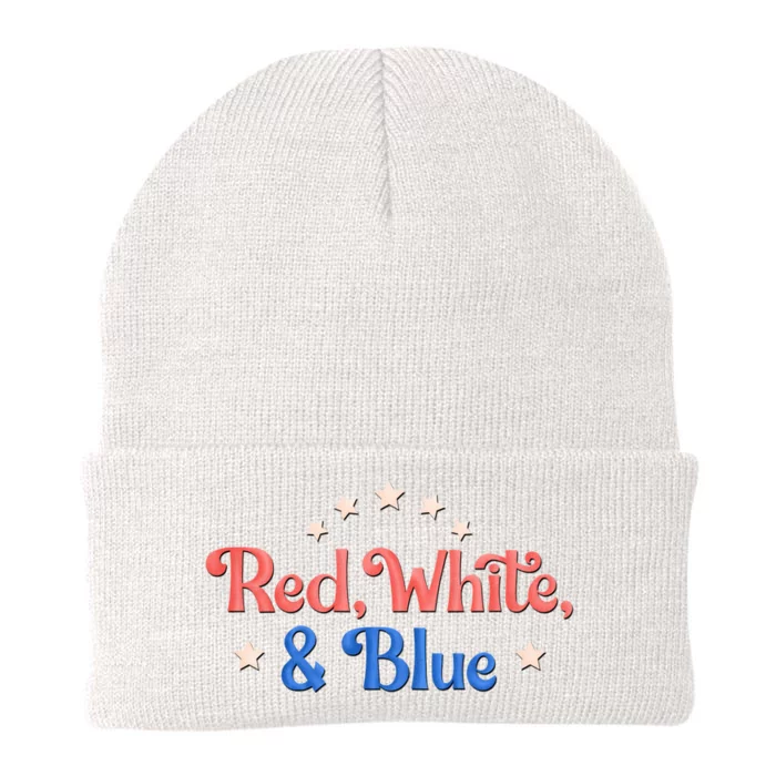 Red White And Blue 4th Of July Holiday Knit Cap Winter Beanie