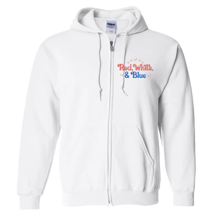 Red White And Blue 4th Of July Holiday Full Zip Hoodie