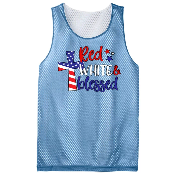 Red White And Blessed Usa Cross Celebration Mesh Reversible Basketball Jersey Tank