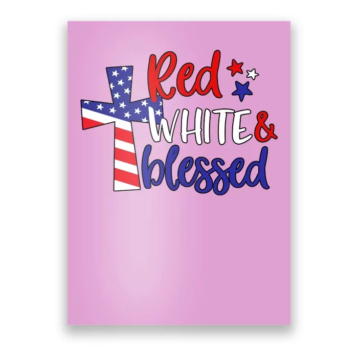 Red White And Blessed Usa Cross Celebration Poster