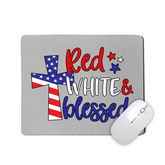 Red White And Blessed Usa Cross Celebration Mousepad