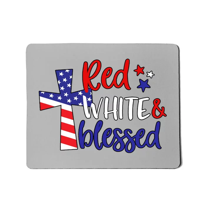 Red White And Blessed Usa Cross Celebration Mousepad