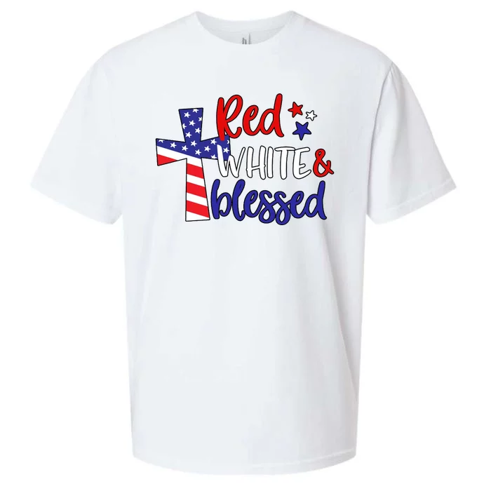 Red White And Blessed Usa Cross Celebration Sueded Cloud Jersey T-Shirt