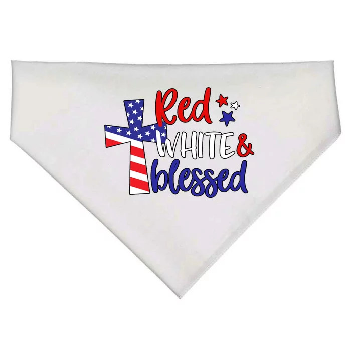 Red White And Blessed Usa Cross Celebration USA-Made Doggie Bandana