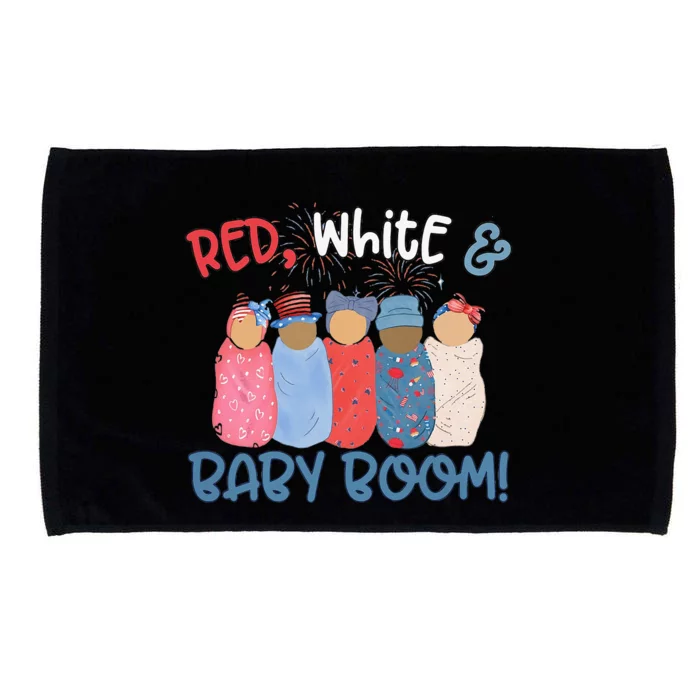 Red White And Baby Boom Happy 4th Of July Nicu Nurse Lover Microfiber Hand Towel