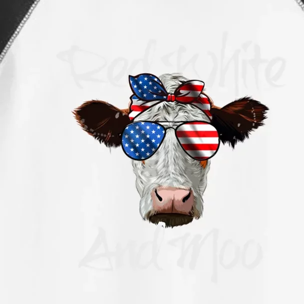 Red White And Moo Cow Messy Bun Patriotic Usa 4th Of July Gift Toddler Fine Jersey T-Shirt