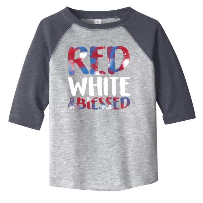 Red White And Blessed 4th Of July Patriotic America Fireworks Cool Gift Toddler Fine Jersey T-Shirt