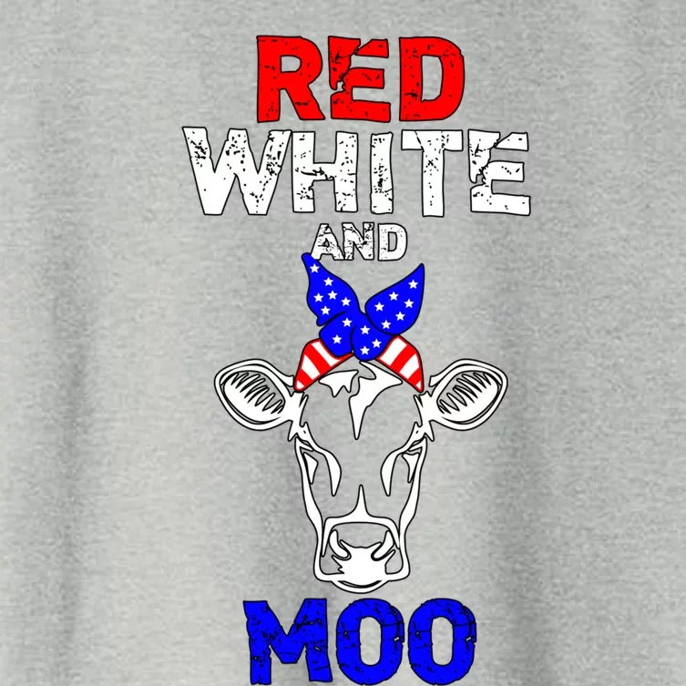 Red White And Moo Usa American Flag Bandana Cow Funny Pun Cute Gift Women's Crop Top Tee