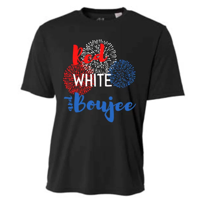 Red White And Boujee 4th Of July Quote Fireworks America Gift Cooling Performance Crew T-Shirt