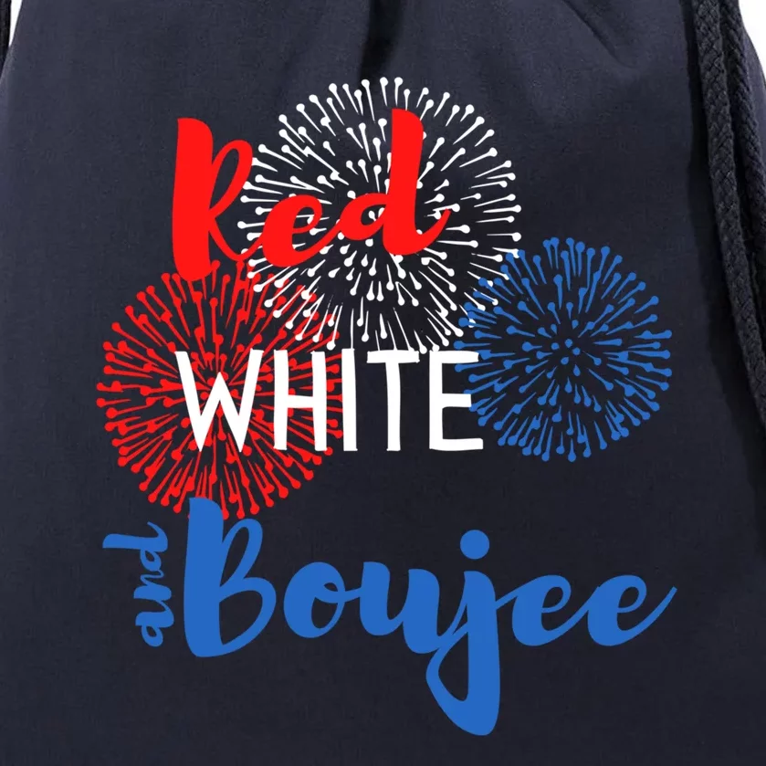 Red White And Boujee 4th Of July Quote Fireworks America Gift Drawstring Bag