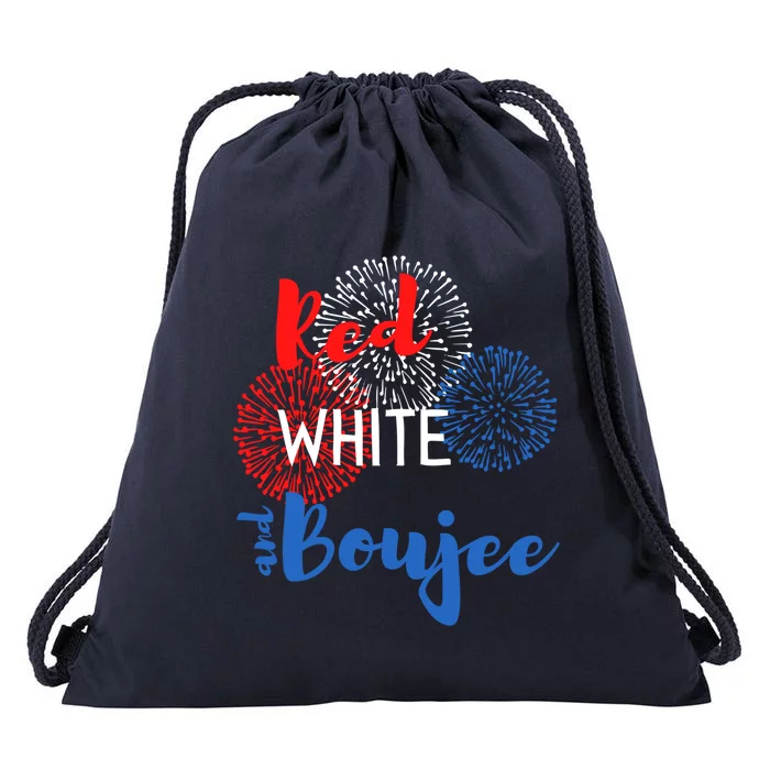 Red White And Boujee 4th Of July Quote Fireworks America Gift Drawstring Bag