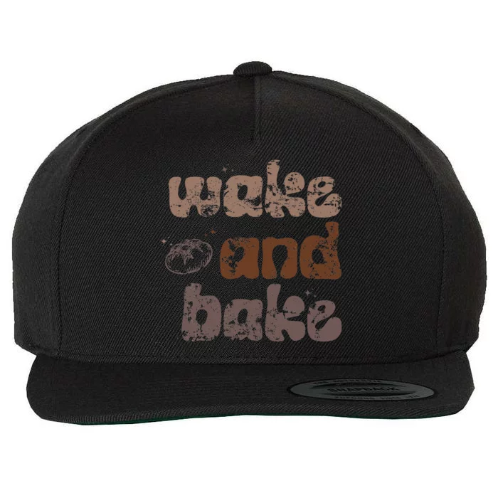 Retro Wake And Bake Funny Sourdough Starter Bread Baking Wool Snapback Cap