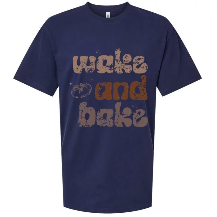 Retro Wake And Bake Funny Sourdough Starter Bread Baking Sueded Cloud Jersey T-Shirt