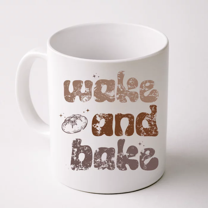 Retro Wake And Bake Funny Sourdough Starter Bread Baking Front & Back Coffee Mug