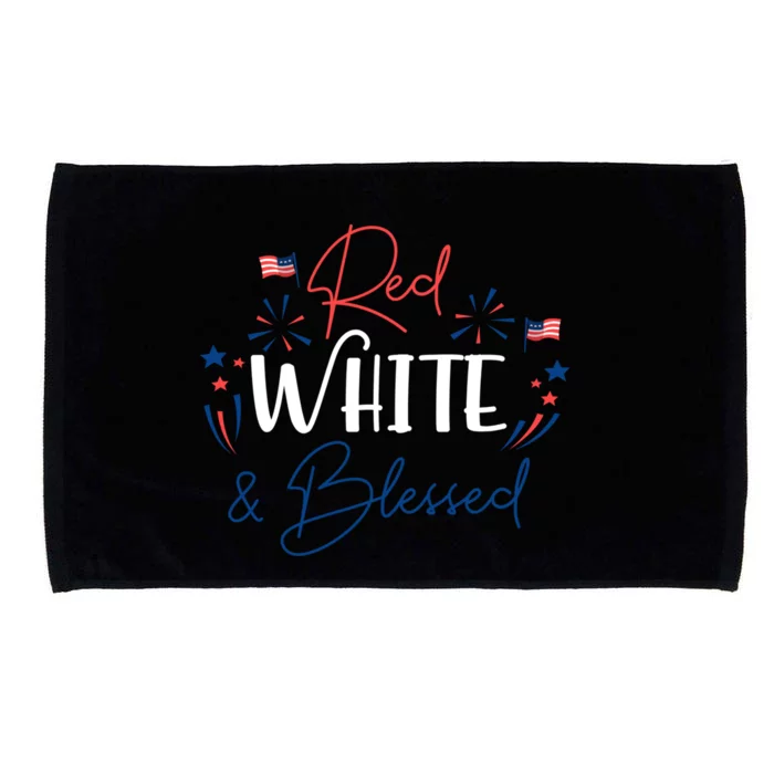 Red White And Blessed 4th Of July Patriotic America Flag Cute Gift Microfiber Hand Towel