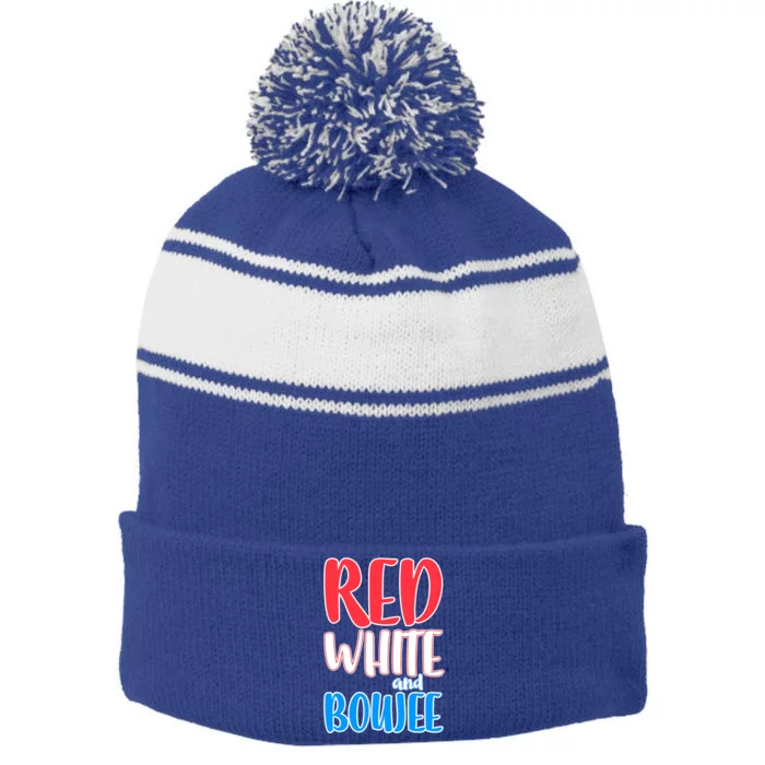 Red White And Boujee Great Gift Fourth Of July Meaningful Gift Cool Gift Stripe Pom Pom Beanie