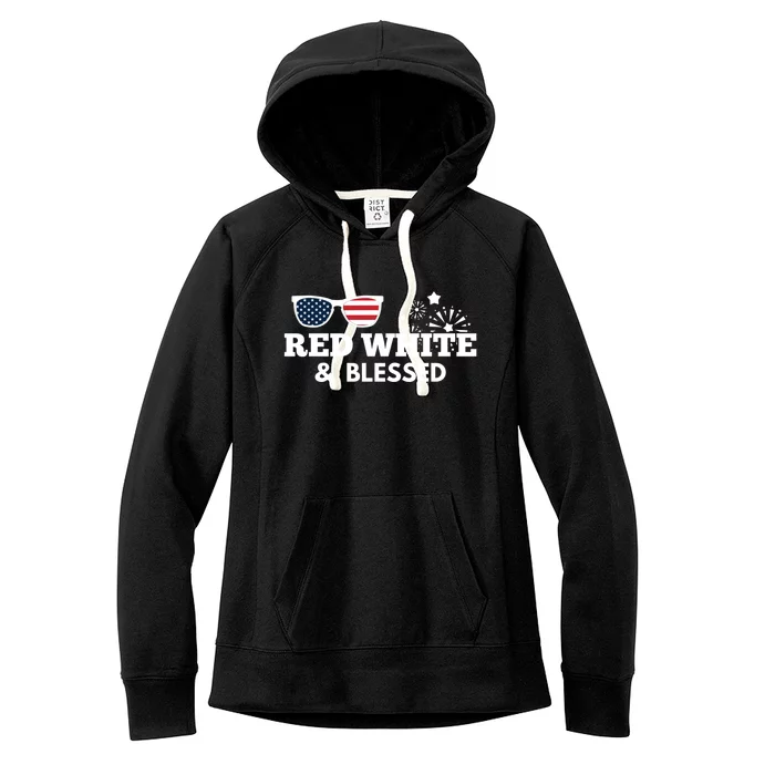 Red White And Blessed Patriotic 4th Of July Gift Women's Fleece Hoodie