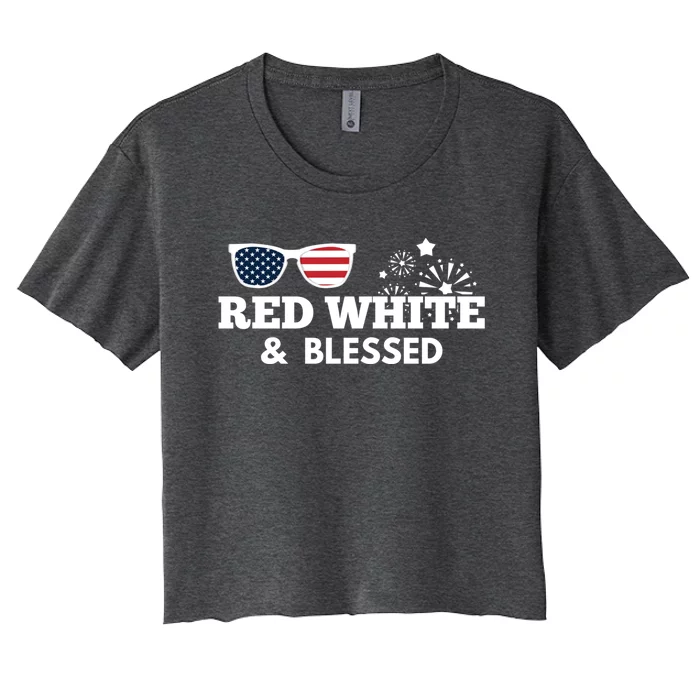 Red White And Blessed Patriotic 4th Of July Gift Women's Crop Top Tee